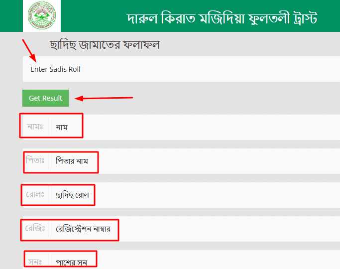 Darul Kirat Majidiya Fultali Trust Result