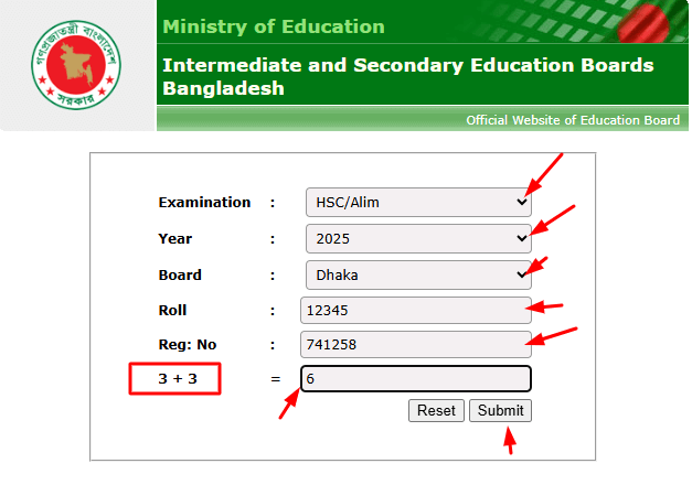 HSC result with marksheet